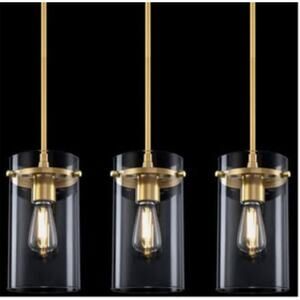 Doraimi Lighting 3 Pack 1 Light Modern Kitchen Pendant  5.5" Clear Glass Gold